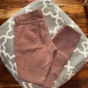 J. Crew Skinny Corduroy Jeans in Dusty Rose with ankle zippers